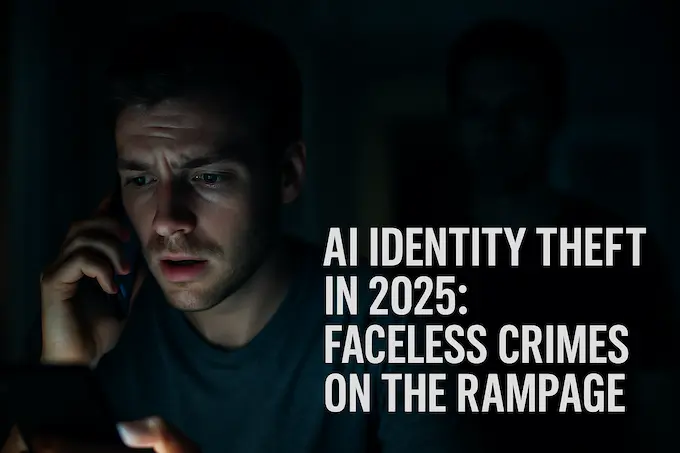 Person receiving a deceptive late-night call, highlighting AI identity theft risks.