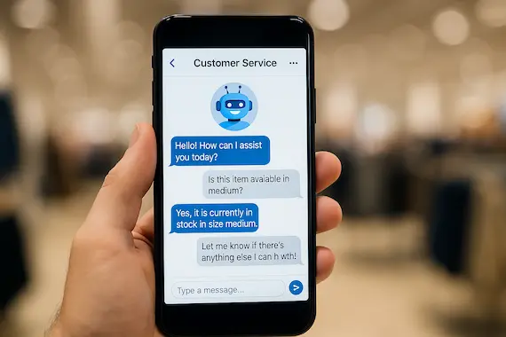 AI chatbot assisting a customer, showcasing AI's role in ecommerce support.