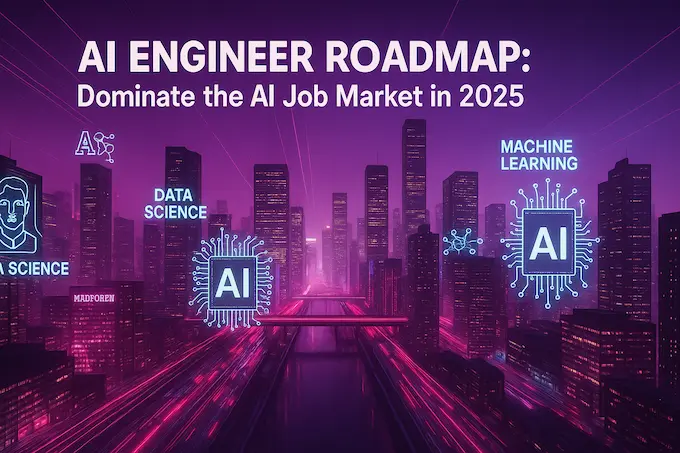 high-tech city path exploring the AI engineer roadmap for 2025