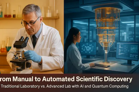 Comparison of traditional lab and AI-quantum automated research environments