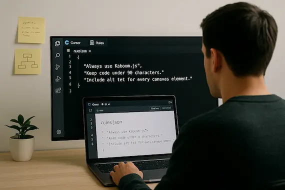 Developer setting fine-tuning rules in Cursor IDE for optimized Cursor vibe coding.