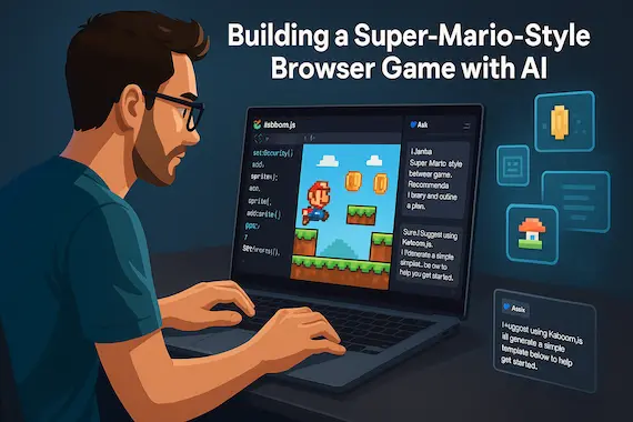 Developer using Cursor vibe coding to create a browser game with AI assistance.