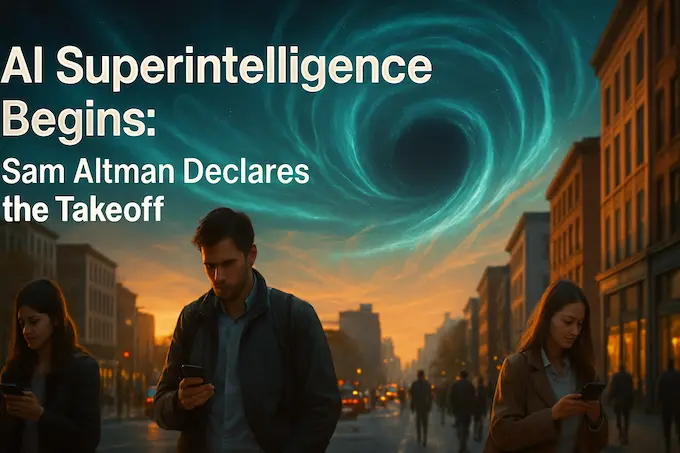 City commuters unaware of an emerging digital swirl that signals looming AI superintelligence.