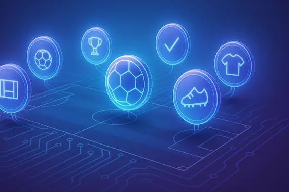 Developer writing PennyLane code as live football match shows win‑probabilities updated by quantum neural network.