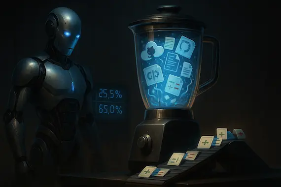 AI agent blending GitHub issues and code to illustrate best ai for coding 2025 benchmark capabilities