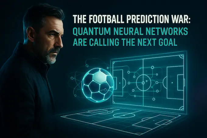 A coach analyzing a holographic football match via quantum neural network circuits.