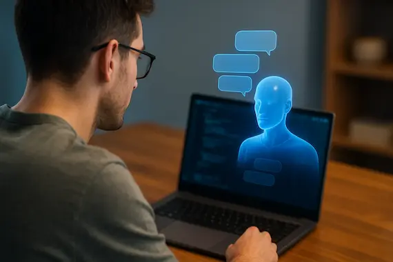 Designer refining tasks via layered chat with an AI, illustrating Context Engineering dialogue flow.