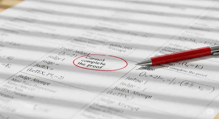 Board showing AI Math proof drafts and LaTeX annotations—AI Math
