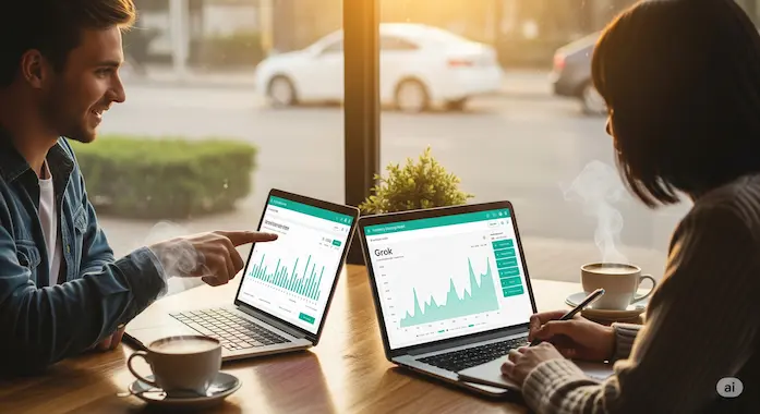 Dashboard in a café illustrates real-world inventory gains when testing Grok 4 vs GPT-4 reasoning.