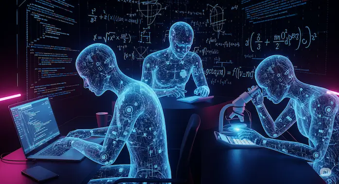 Grok 4 Humanity's Last Exam: AI avatars use code, calculator, and microscope in tandem to cut errors on tough math problems.