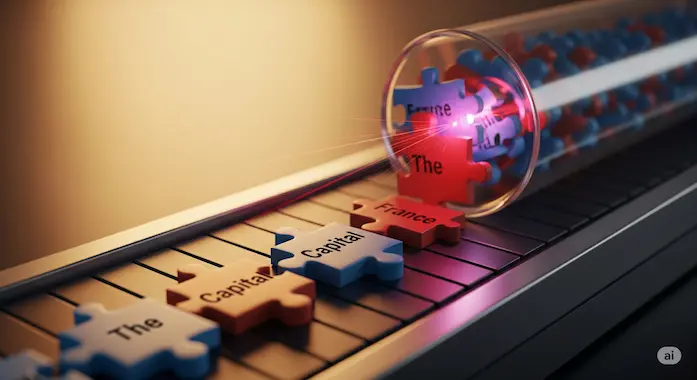 Puzzle-token conveyor visualizes how text flows in LLMs, clarifying what is LLM.