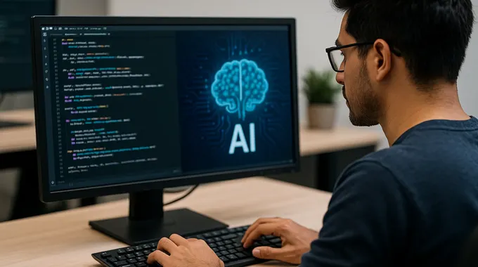 AI news August 30 2025 visual of developer coding with AI at workstation.