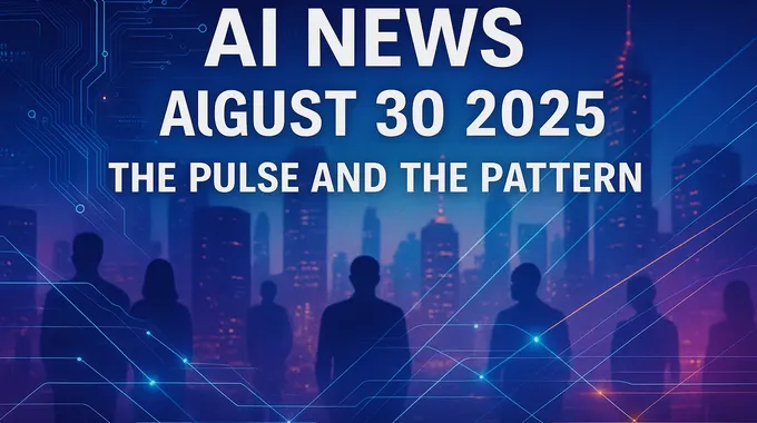 Editorial feature image for AI news August 30 2025 showing silhouettes and circuit patterns.