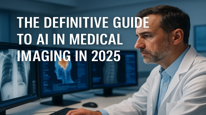 AI in medical imaging 2025 feature image showing a radiologist reviewing chest X-rays