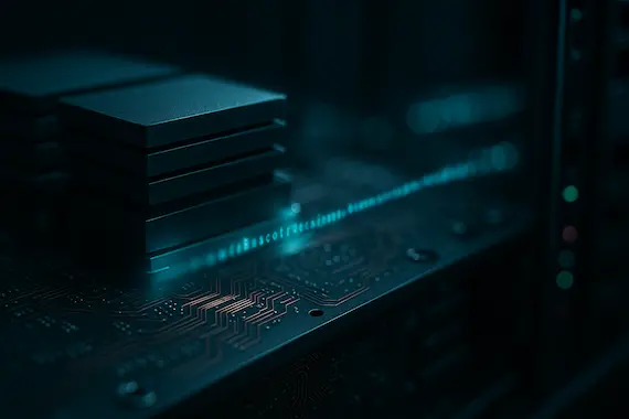 Close-up AI hardware for AI News September 13 2025, macro view of memory-rich accelerators built for long-context reasoning workloads.