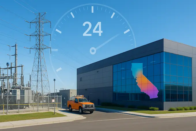 AI news September 20 2025: California grid and data centers—substation, high-voltage lines, and timelines in focus.