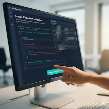 Engineer delegates a task to Openai Codex in the cloud and prepares a pull request with clear green and red diffs.