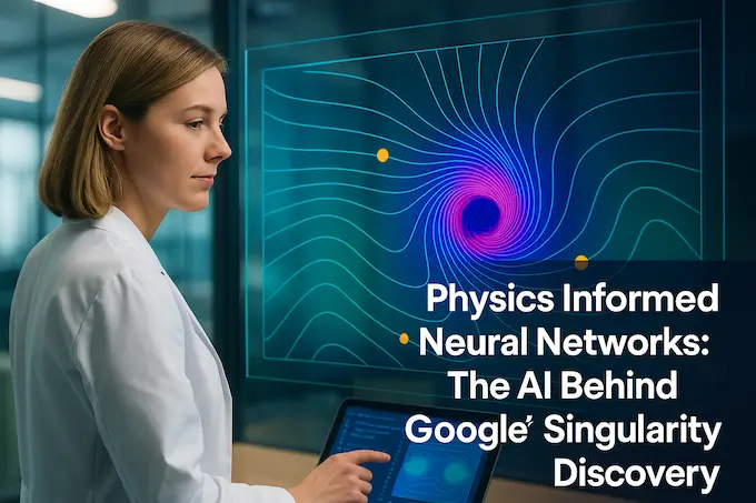 A scientist reviews fluid vortex fields on glass, illustrating physics informed neural networks powering discovery.