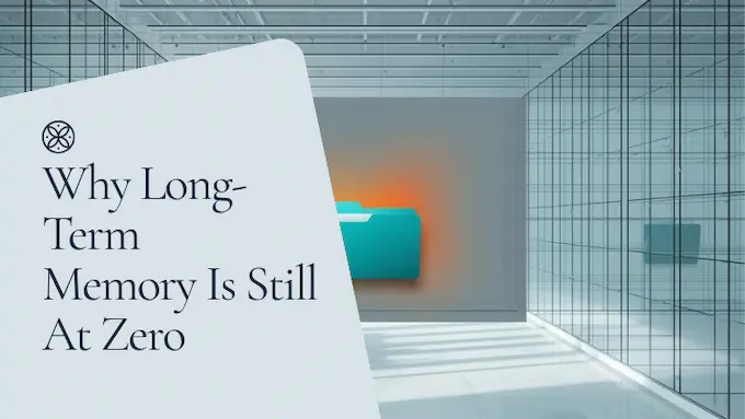 Bright archive shelves mostly empty, symbolizing missing long-term storage in AGI vs generative AI.