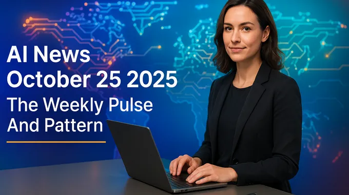 AI News October 25 2025 feature image with professional woman in bright tech newsroom and headline overlay