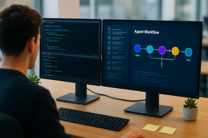 AI News October 3 2025 coding desk with logo-free editor and agent workflow diagram showing Claude-style reliability.