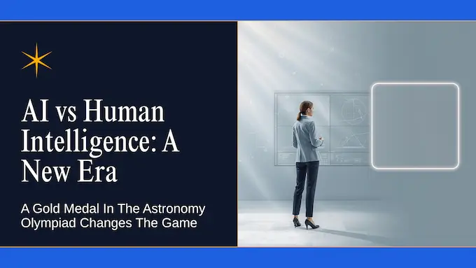 Professional woman astronomer in a bright lab comparing charts, illustrating AI vs human intelligence in astronomy.