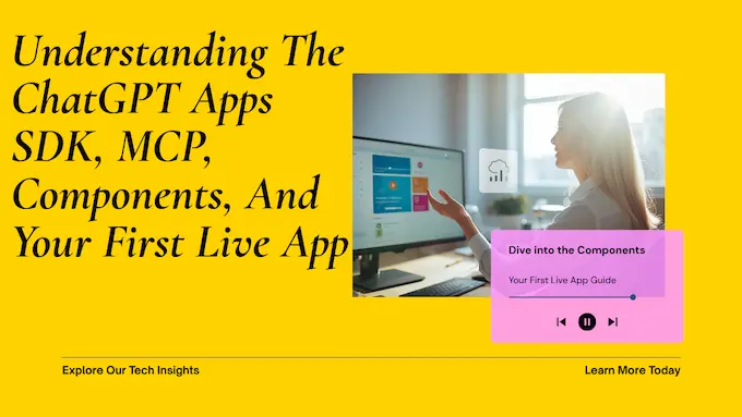 Developer presents an inline chat app built with the ChatGPT Apps SDK in a bright studio, with clear space for the headline overlay.