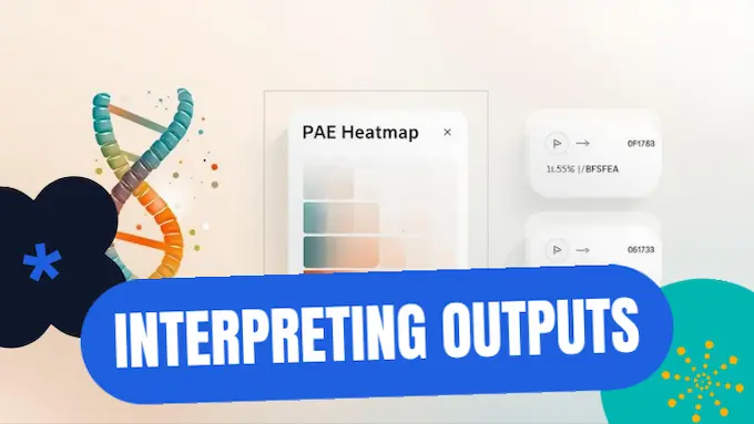 OpenFold3 metrics: protein colored by pLDDT with PAE heatmap and ipTM/pTM cards, clean high-contrast, well-lit.