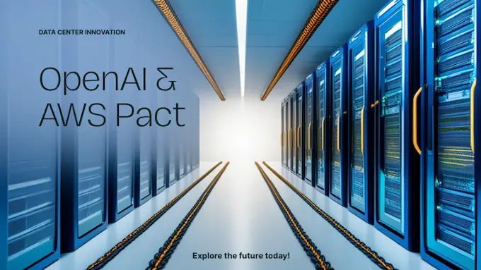 Modern data center corridor symbolizes scale and reliability for AI News November 8 2025, with clean lines and cool lighting.
