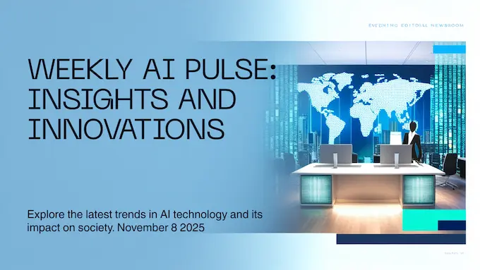 Feature cover for AI News November 8 2025 showing compute, research, and policy signals in a clean editorial collage.