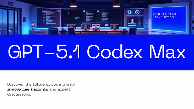 Magazine-style control desk visual showing compaction timeline and code tests for GPT-5.1-Codex-Max.