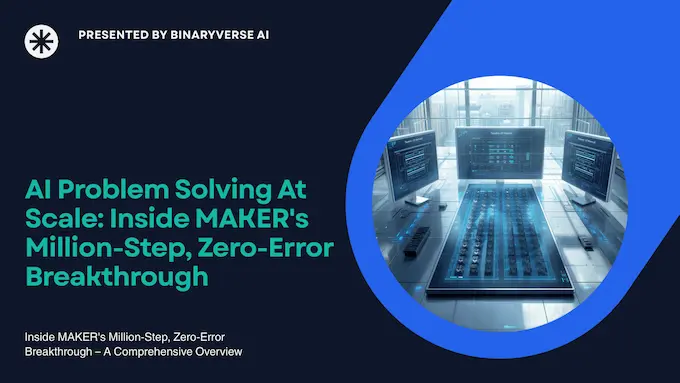 Bright editorial cover of micro-agents coordinating a million error-free steps, showcasing AI problem solving at scale.