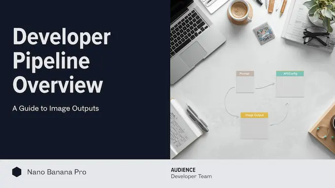 Clean pipeline diagram from prompt to API output for developers adopting Nano Banana Pro in production workflows.