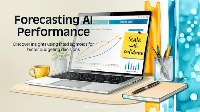 Bright forecasting dashboard on a laptop extrapolating final results from early runs in Reinforcement Learning AI.