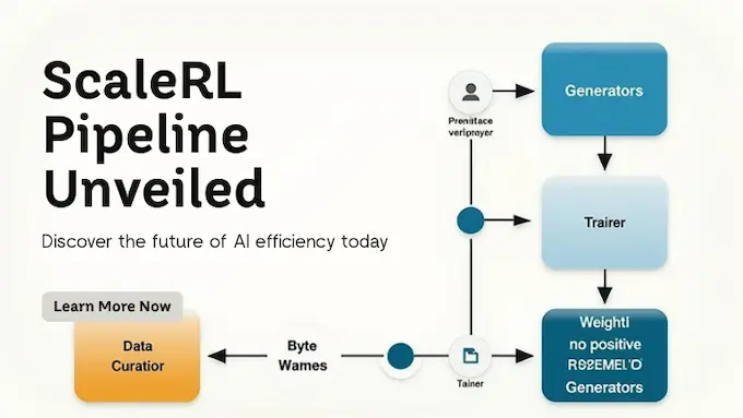 Clear asynchronous ScaleRL pipeline with CISPO and FP32 head callouts that improve Reinforcement Learning AI efficiency.