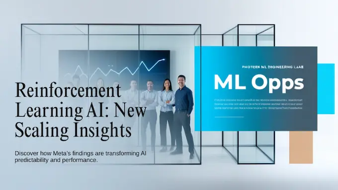 Bright lab with sigmoid chart forecasting results for Reinforcement Learning AI, headline in bold gradient, clean modern look.