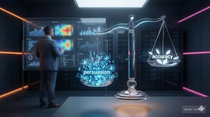 Glass scale balancing persuasion and truth amid AI misinformation