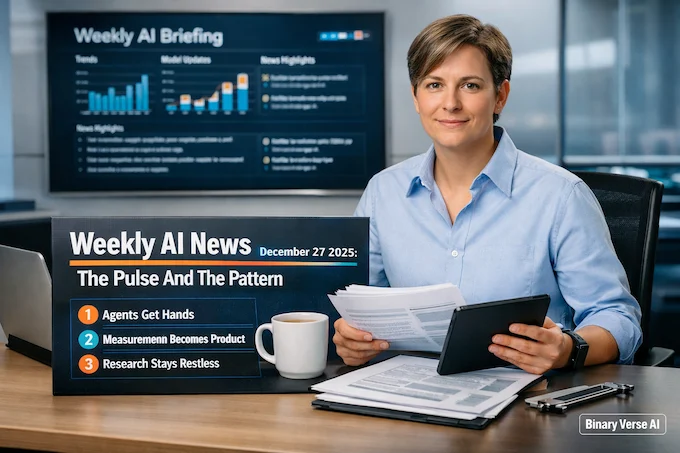 AI News December 27 2025 cover briefing desk scene