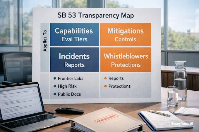 AI News December 27 2025 SB53 transparency matrix poster