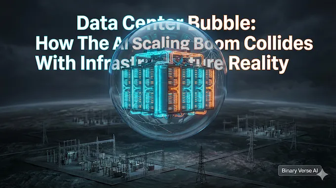 Futuristic data center bubble hovering above a glowing power-hungry world.