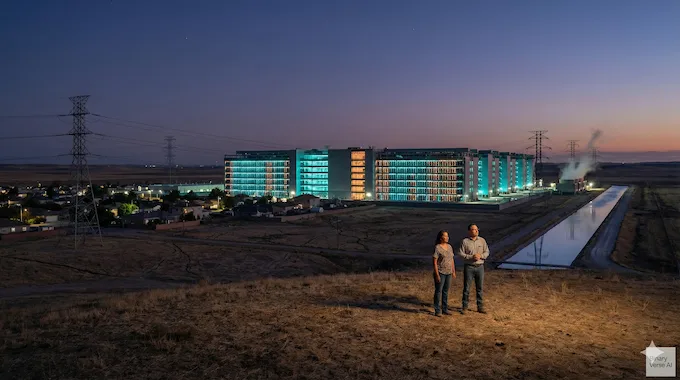 Community watching energy and water strain from a data center bubble.