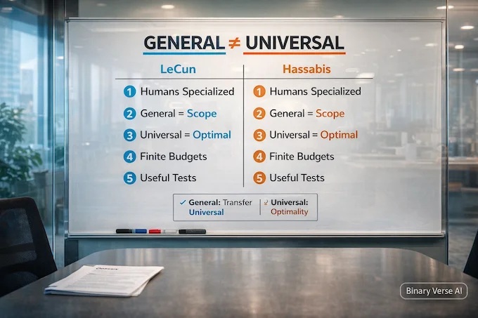 General intelligence vs universal intelligence, LeCun vs Hassabis definitions.
