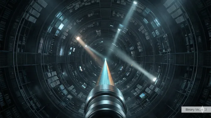 Vast text spiral with Google Titans beam finding hidden facts.