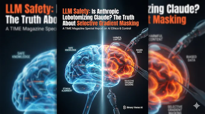 A glass artificial brain undergoing digital surgery, visualizing precision LLM safety.