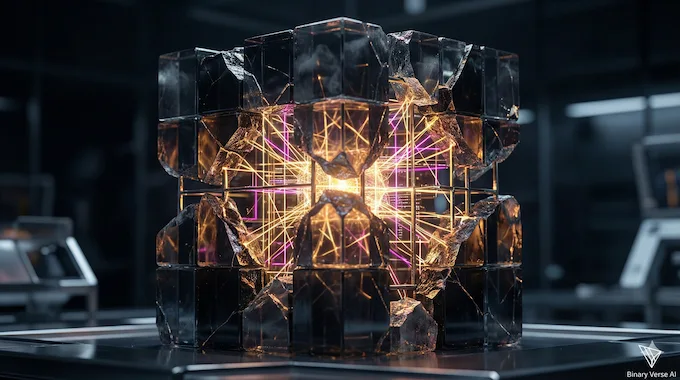 Glowing golden light fracturing a dark obsidian wall symbolizing the Nvidia reasoning bottleneck.