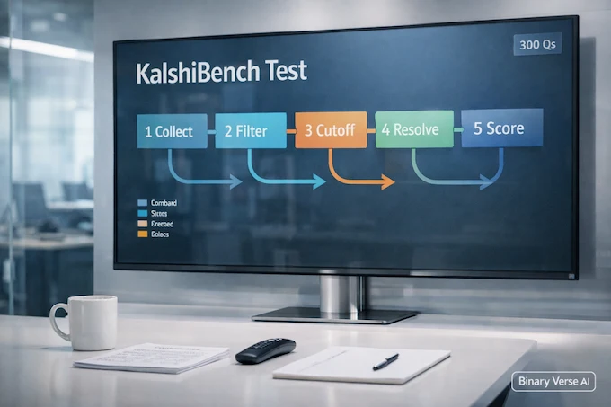 AI for stock prediction KalshiBench pipeline infographic