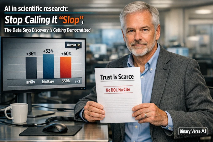 AI in scientific research cover about trust and output.
