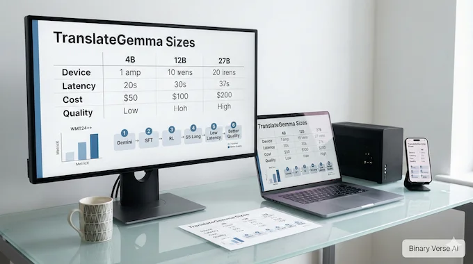 AI News January 17 2026 TranslateGemma sizes and benchmark infographic