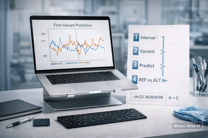 AlphaGenome Open Source first variant prediction REF vs ALT