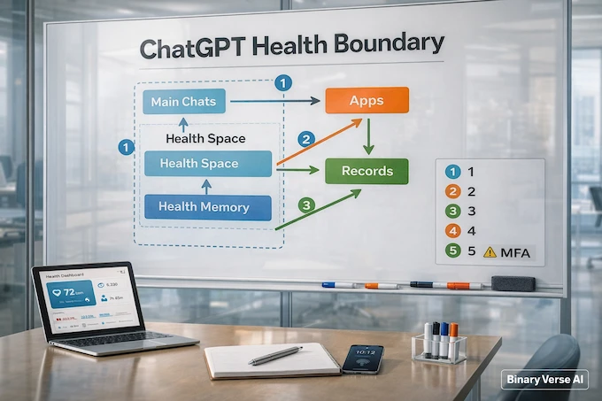 ChatGPT Health safety boundary diagram with sandbox and MFA
